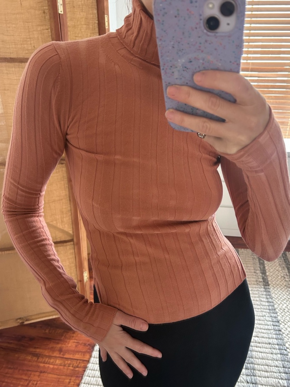 Acne Wool Turtleneck Top Pink XS Stretchy